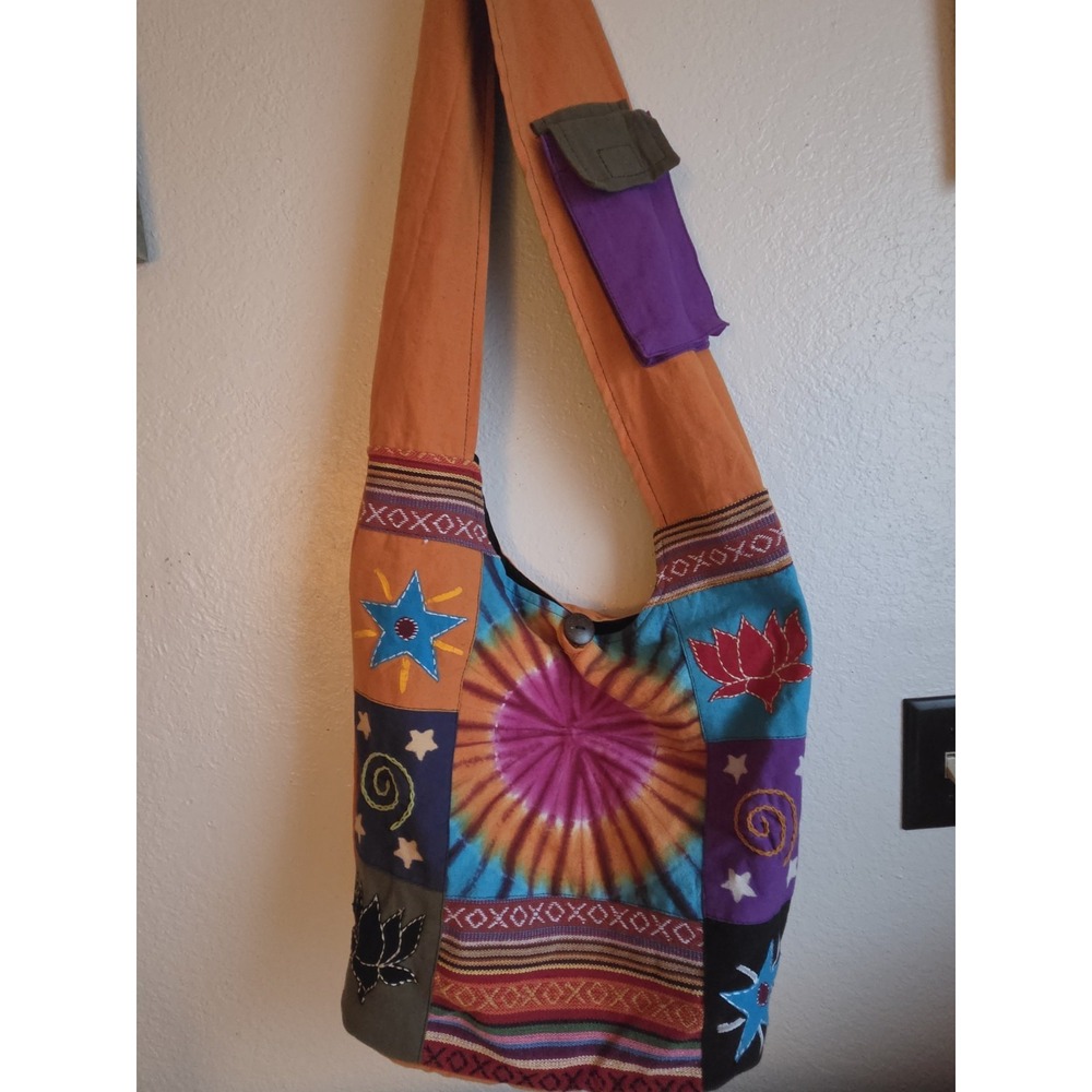 Gypsy Rose Slingback Purse Hippie Hobo Bag Tie Dye 70s Retro